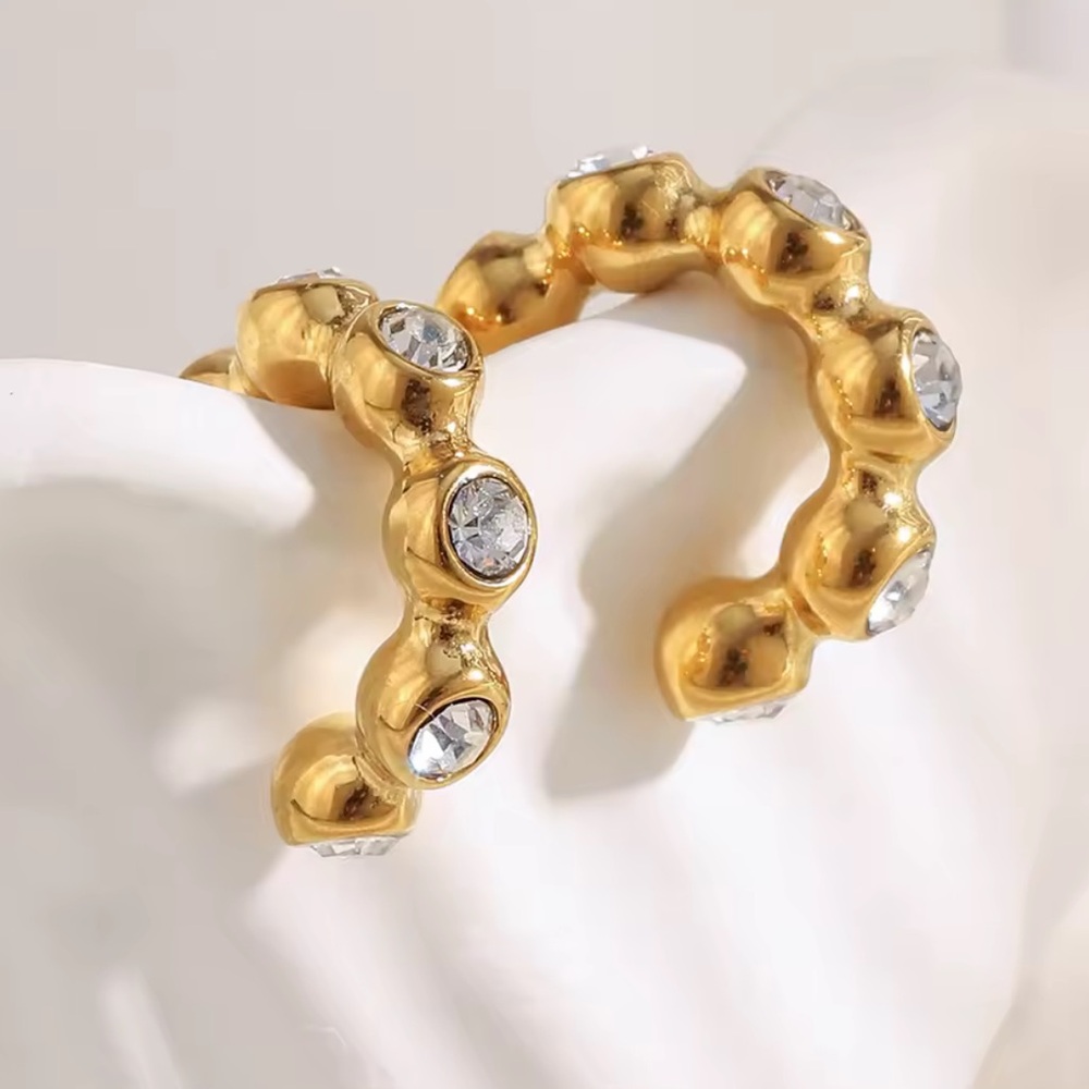 NEW 18K GOLD PLATED ROUND BEAD ZIRCON MINI HOOP EARRINGS – LUXE DAILY STYLE